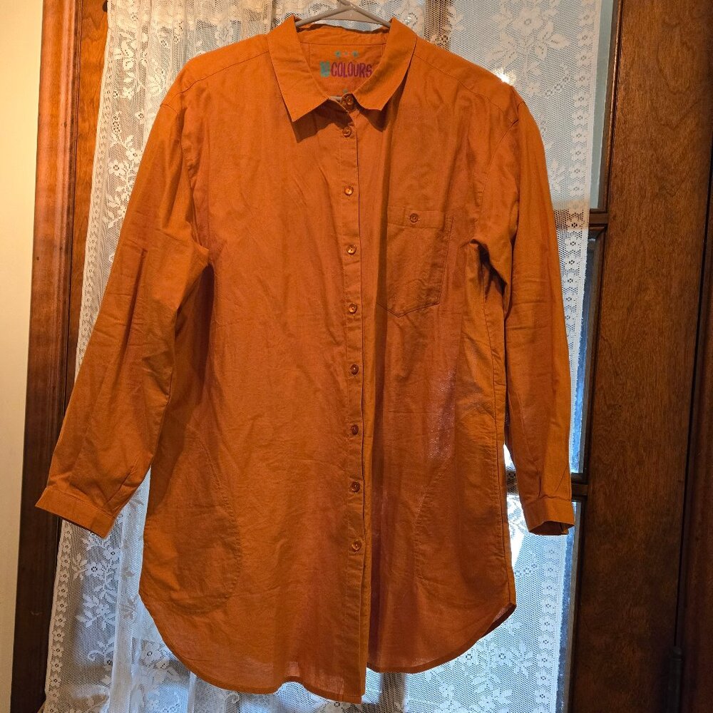 SOLD Gudrun Sjoden 10 Colors Orange Woven Hi Shirt. NWOT. Medium. $55